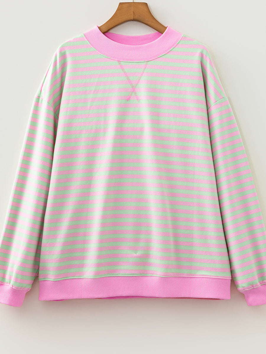 mint green sweatshirt featuring oversized and striped