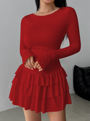 Apricot mini dress with mini and pullover