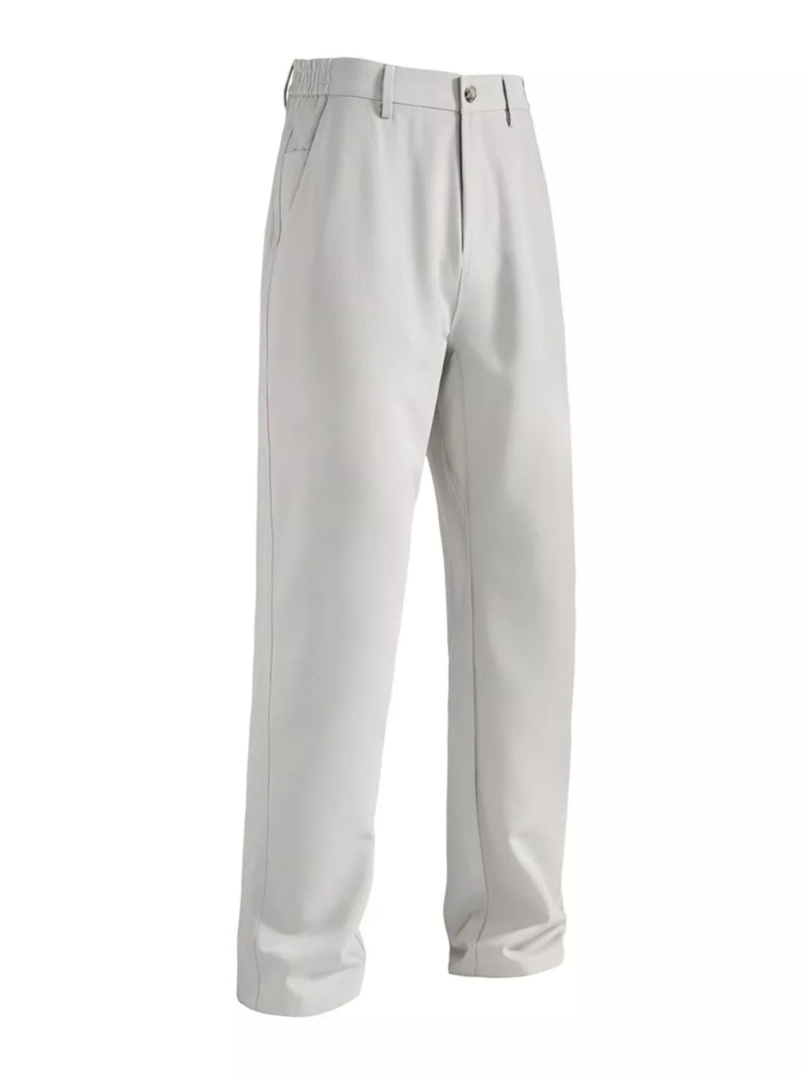 Men's light gray sweatpants with pockets and elastic waistband.