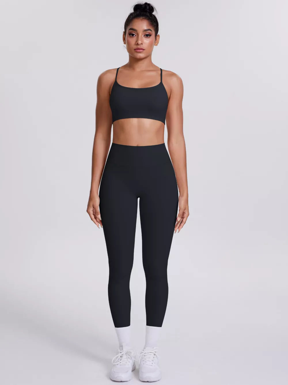 Deep Red fitted sports bra with scoop neck