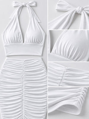 glam two-piece set in Light Purple with halter