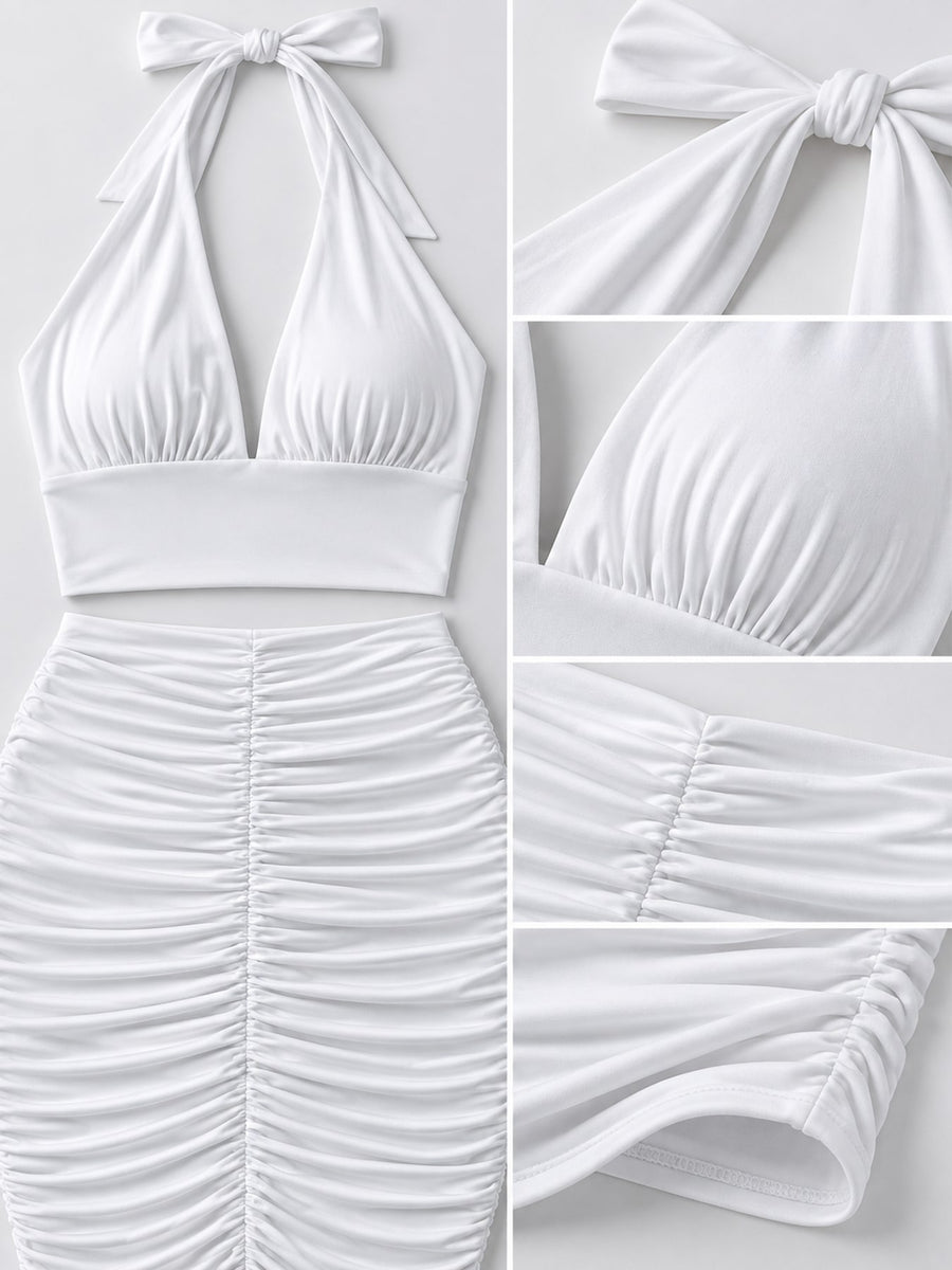 glam two-piece set in Light Purple with halter