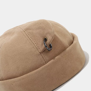 Bear Ear Docker Hat in Brick Red with bear ears