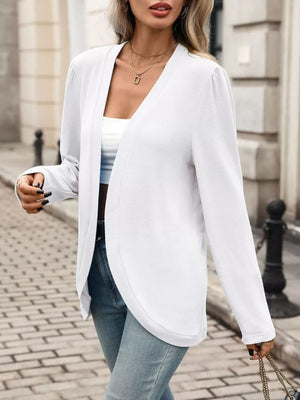 cardigan in Blue with basic style and hip-length