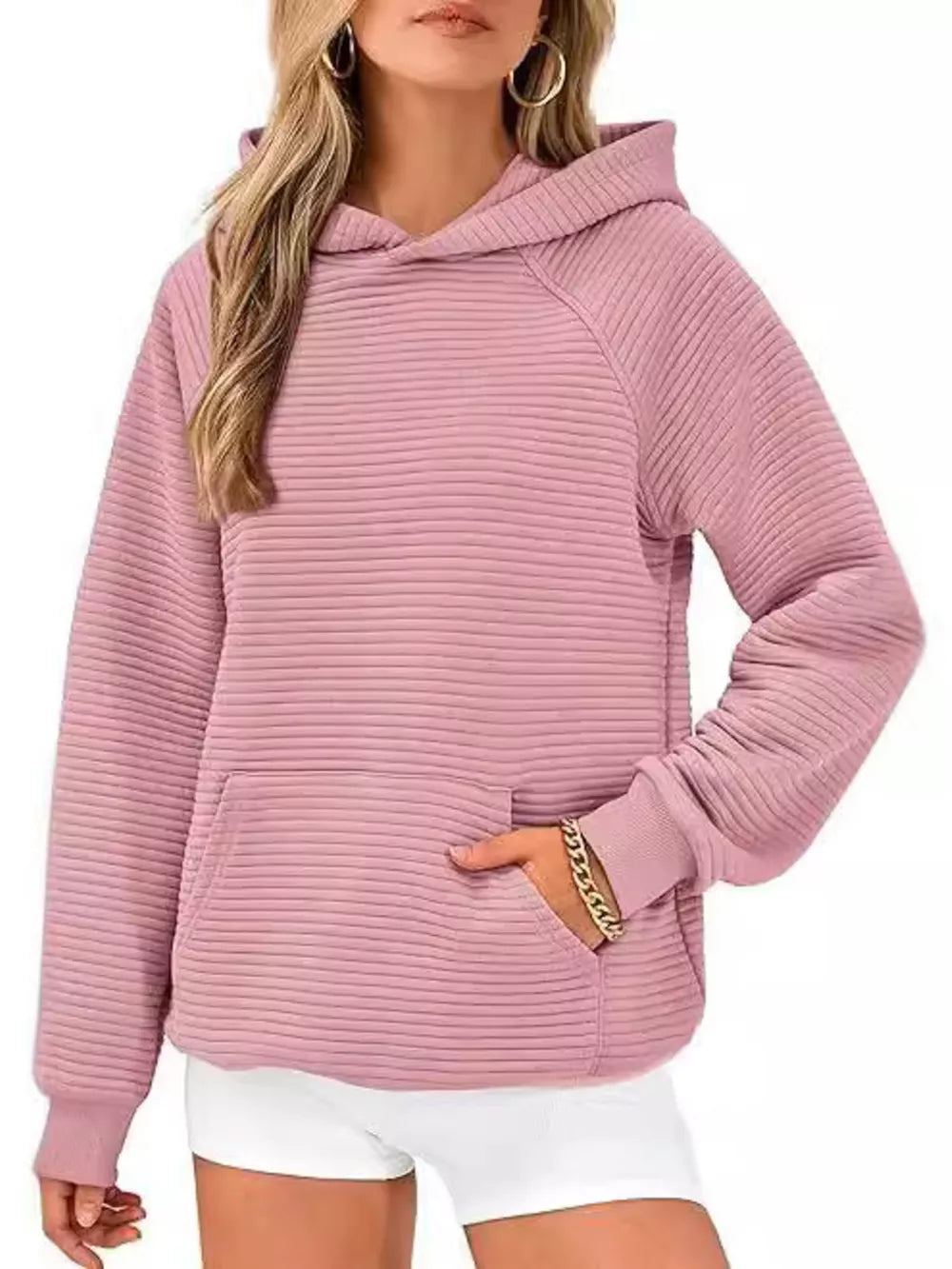 100% polyester Care instructions: Machine wash cold pullover hoodie in Blue with relaxed silhouette