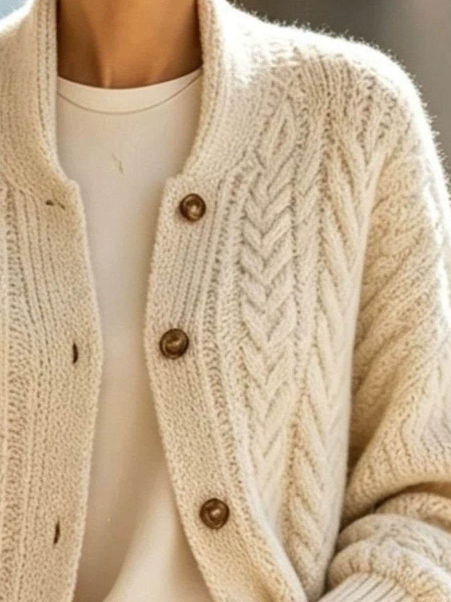 Dark Gray cardigan featuring cable-knit and cable knit