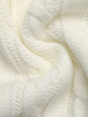 Cable Knit Long Sleeve Sweater in White, view 11