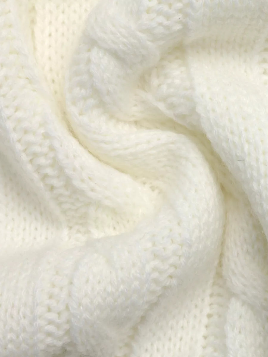 Cable Knit Long Sleeve Sweater in White, view 11