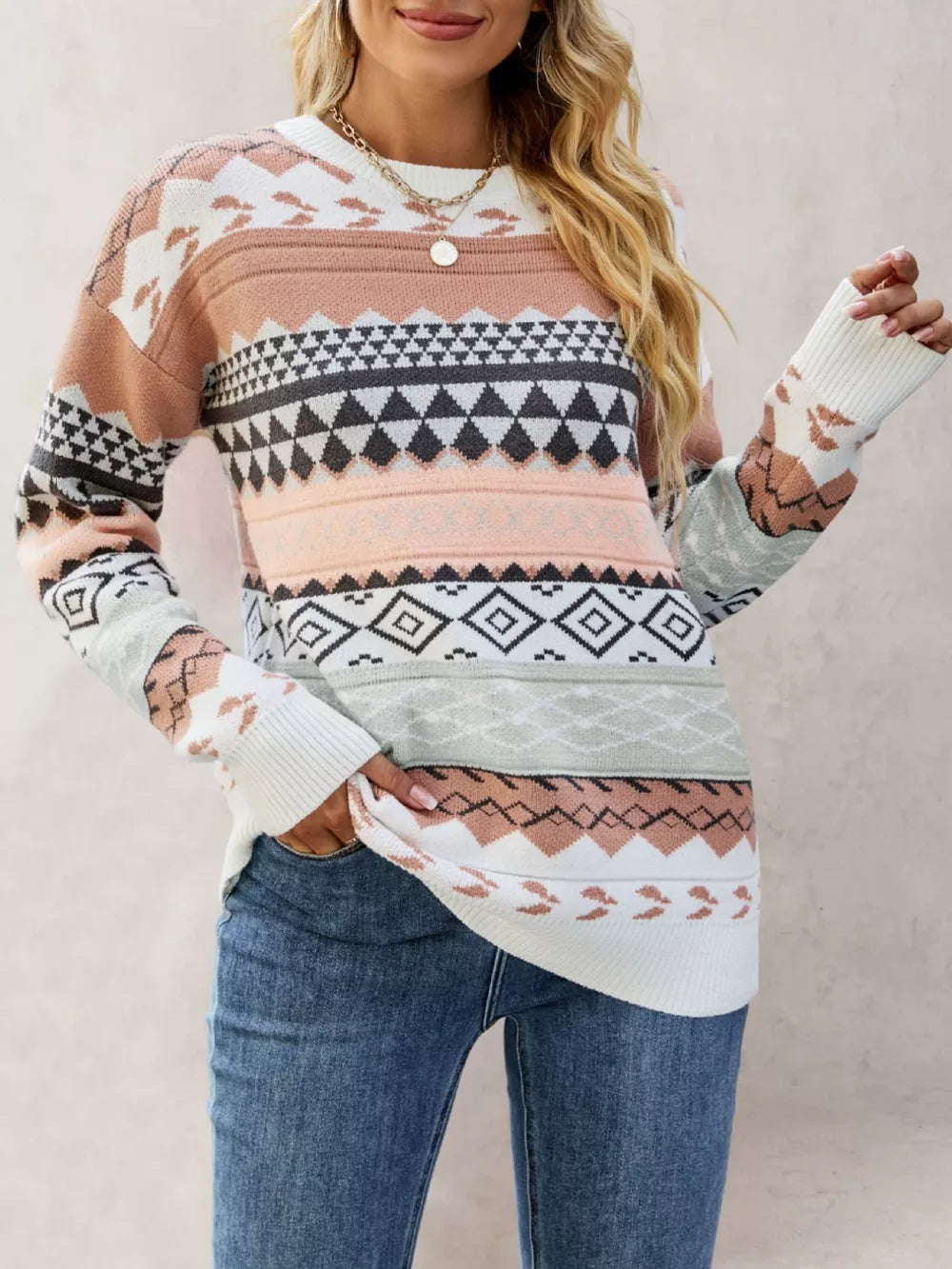 Black pullover sweater with hip-length and pullover