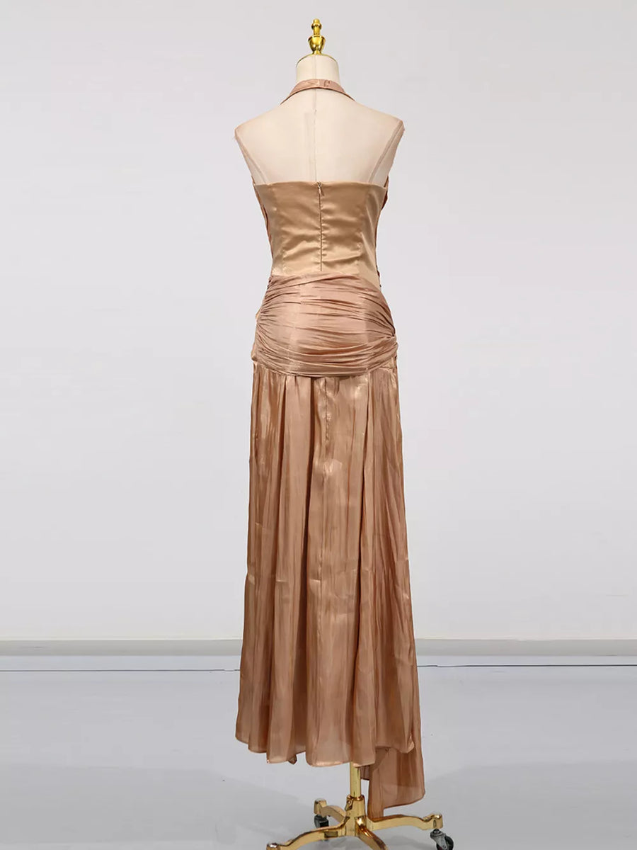 Halter Neck Ruched Maxi Dress option 5