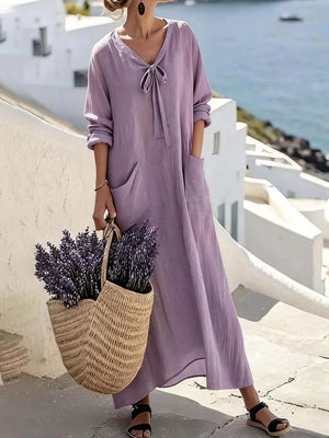 bohemian maxi dress in Green with v-neck