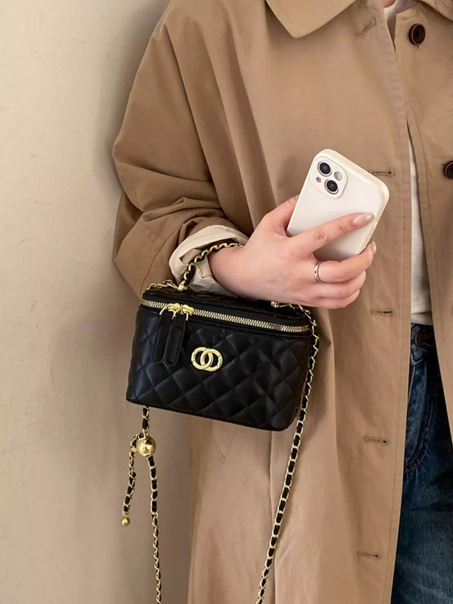 Ivory Quilted Leather Crossbody Bag