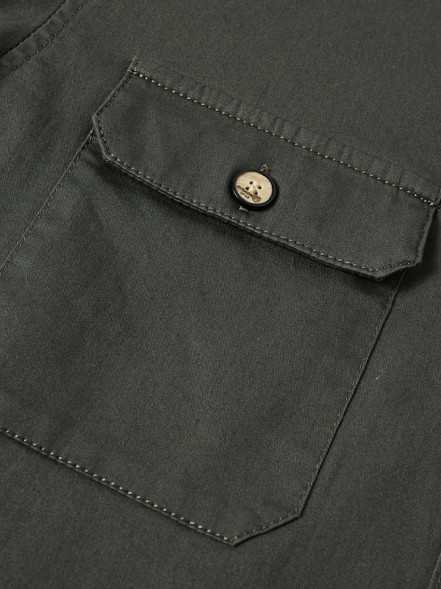 classic button-up shirt in khaki with collared