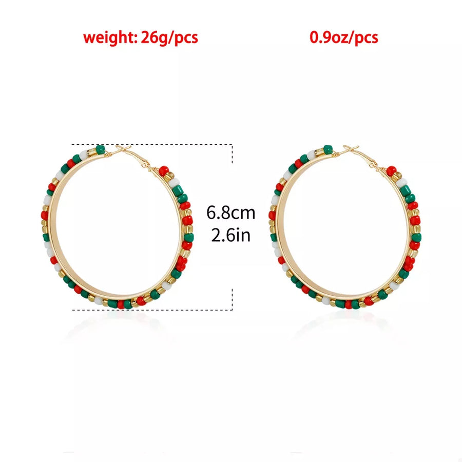 earrings featuring beaded in emerald green with 18K Gold-Plated, Alloy, Glass Care instructions: Avoid wearing during