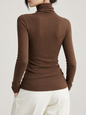 Slim-Fit Turtleneck Long Sleeve T-Shirt in Vintage Blue with stretch