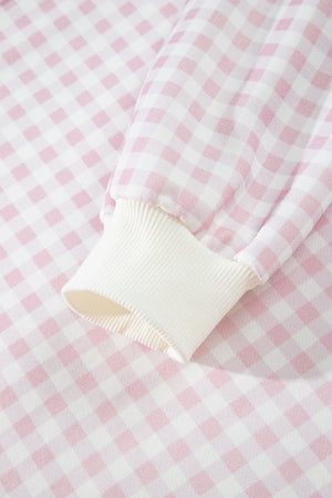 pajama set in light pink with crew neck and long sleeve