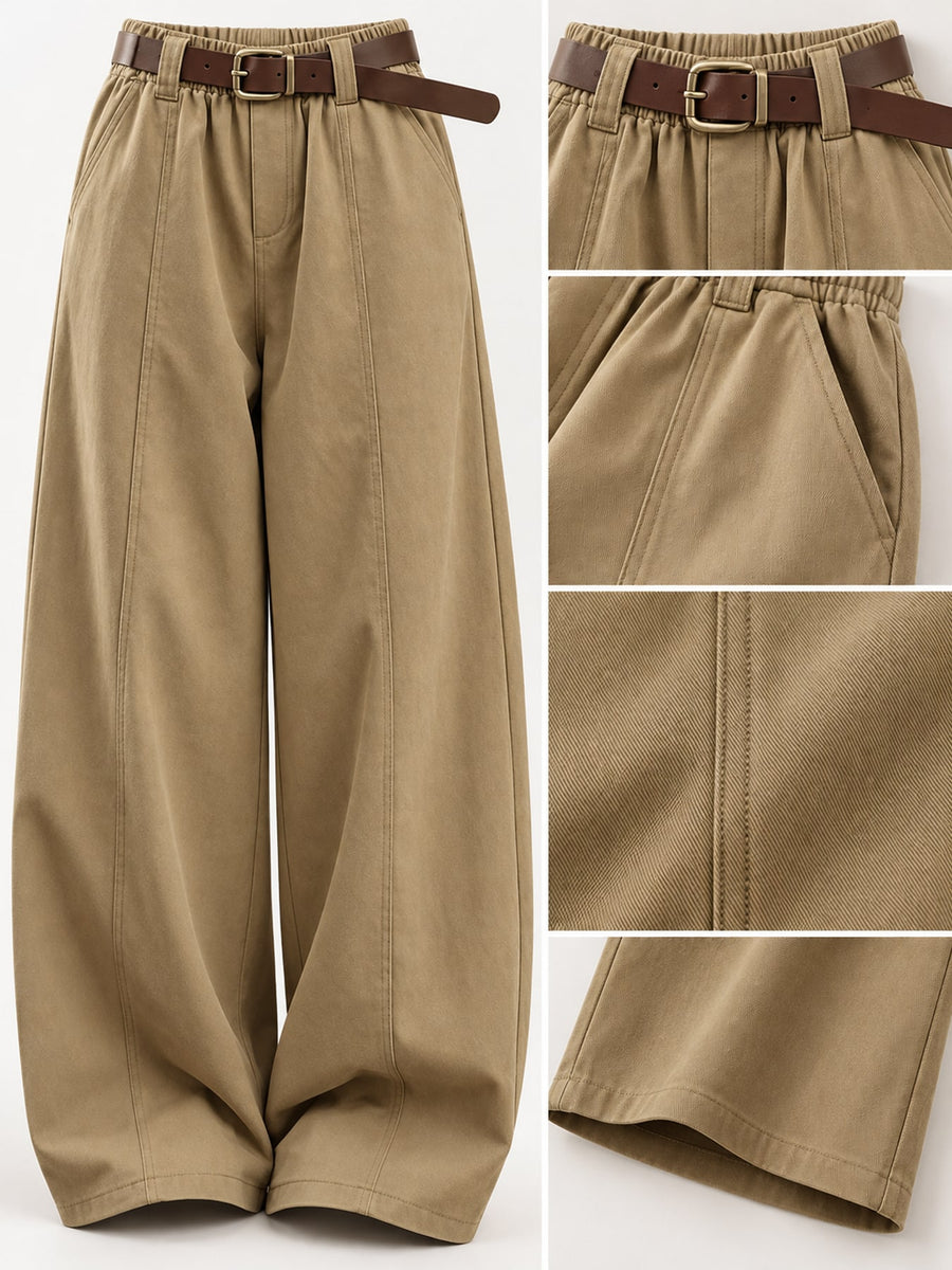 cargo pants in Khaki-Tall Barrel Leg with pocketed and full-length