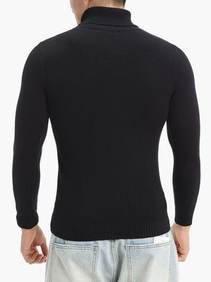 Blue Gray turtleneck sweater with hip-length and pullover