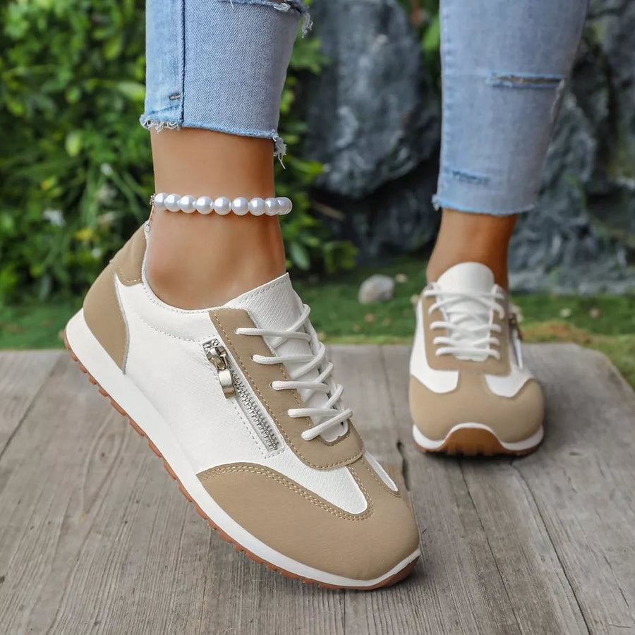 Khaki sneakers with not applicable and lace-up