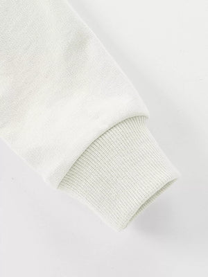 White cotton sweatshirt sleeve with ribbed cuff detail
