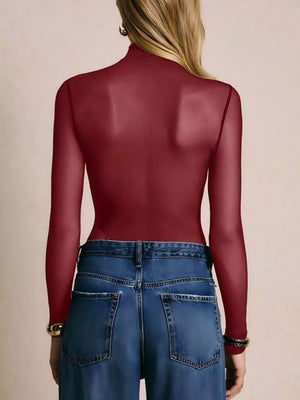 edgy bodysuit in Burgundy with wrap