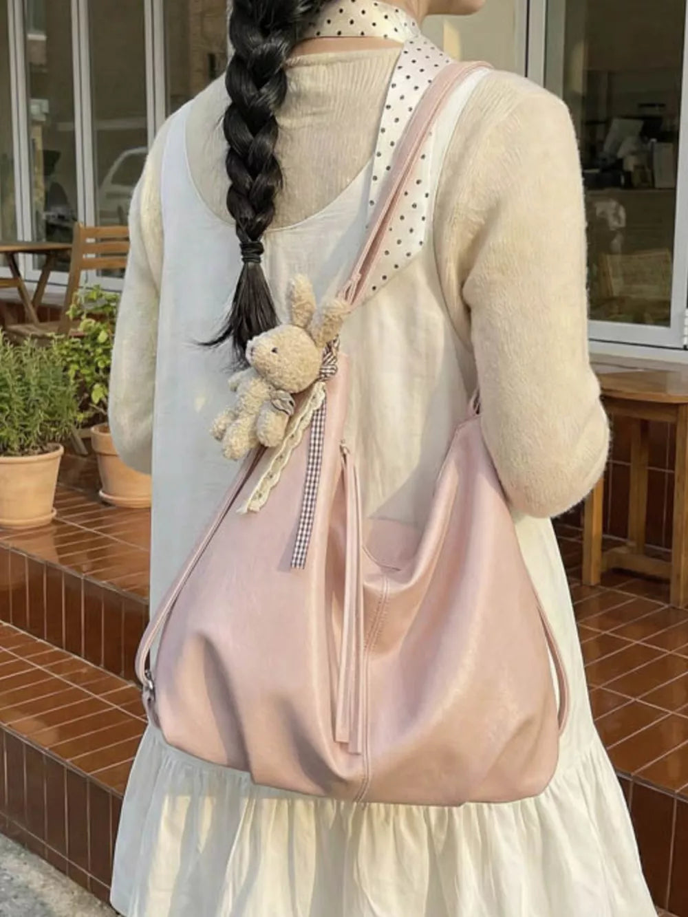 Adjustable Strap Shoulder Bag in Pink