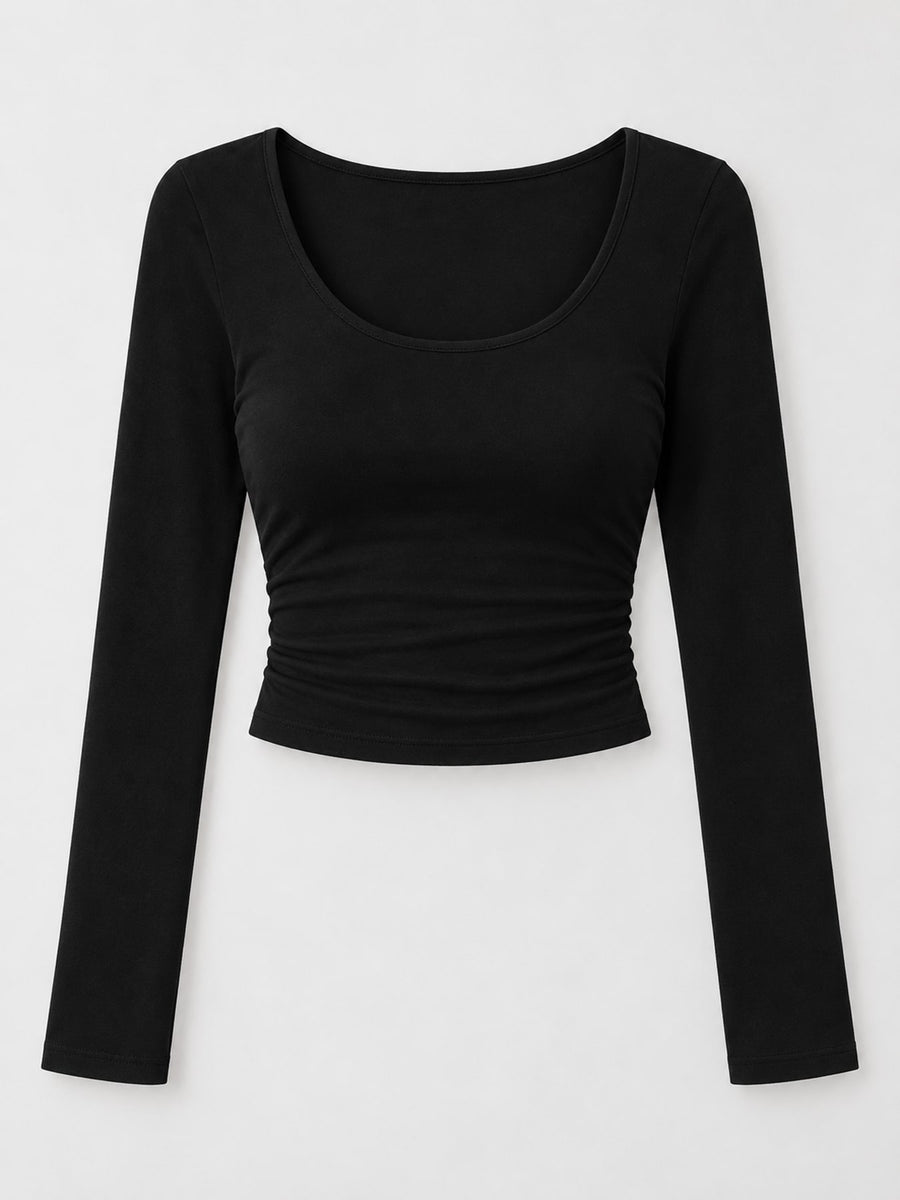 Black crop top with cropped and long sleeve