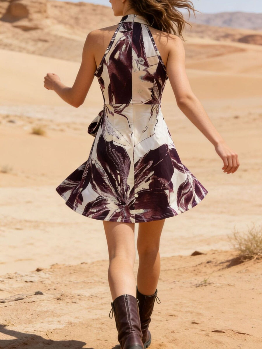 Plum Purple mini dress with mini and tie