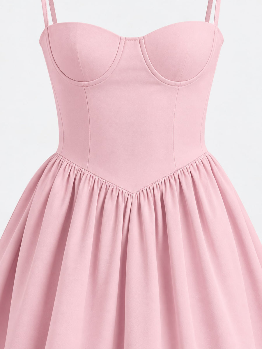 Sweetheart Neck Midi Cami Dress in Pink