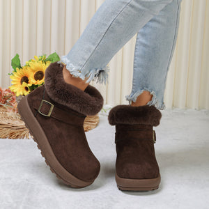 boots in Camel with round toe and ankle-length
