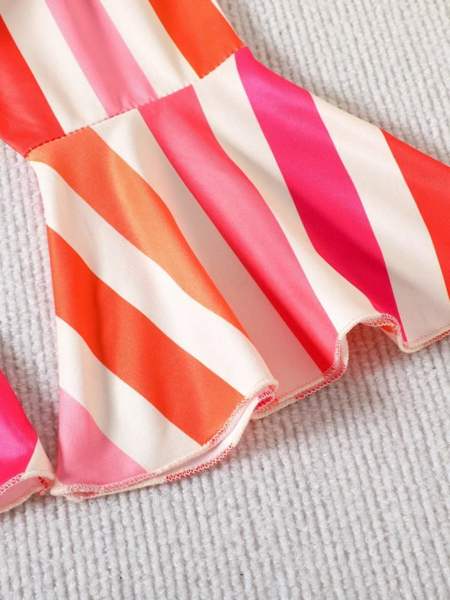 Children's Floral Print Crop Top And Striped Pants Set option 6