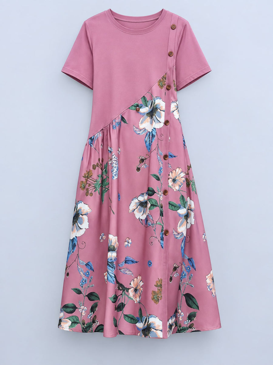 A-line dress in Blue with seam detail and midi