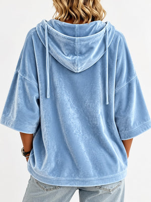 Camel pullover hoodie with oversized and elbow sleeve