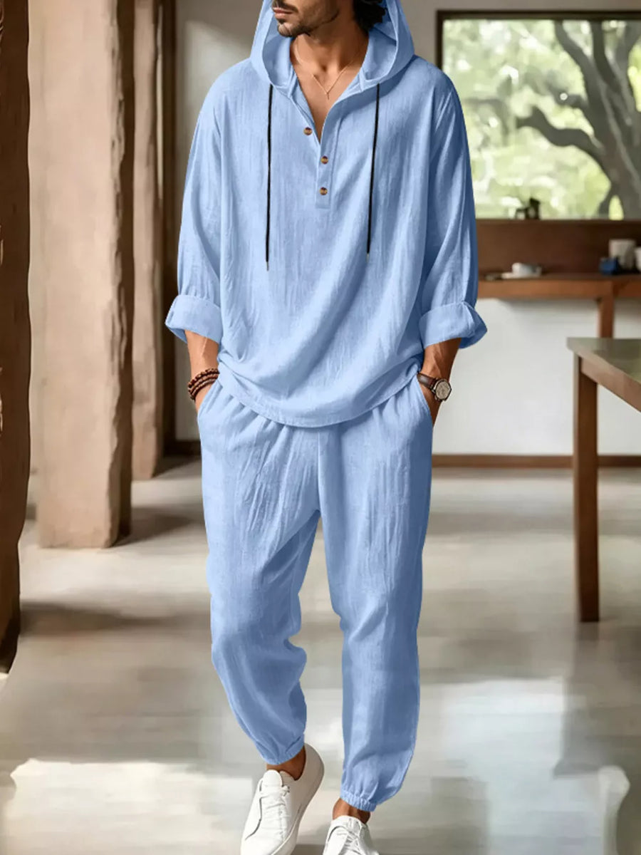 Army Green lounge set with full-length and half-button