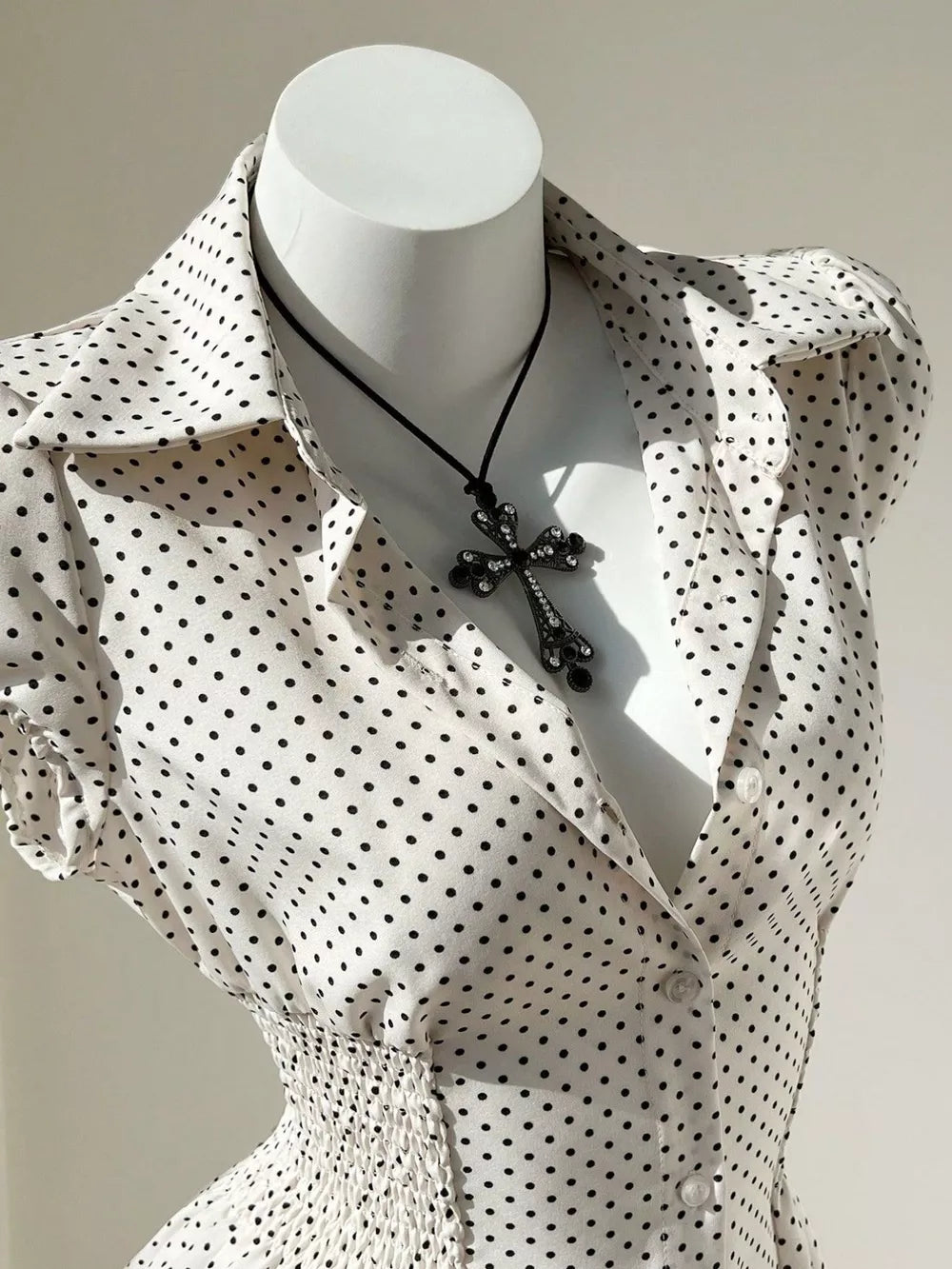 Polka Dot Cap Sleeve Blouse in this colorway