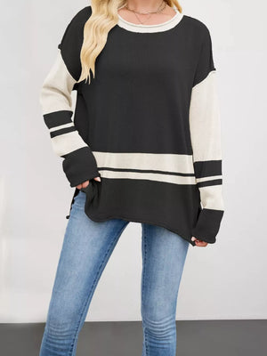 classic pullover sweater in Apricot with crew neck