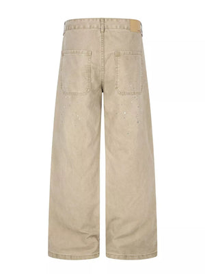 95%polyester, 5%spandex Care instructions: Machine wash cold cargo pants in khaki with wide-leg silhouette