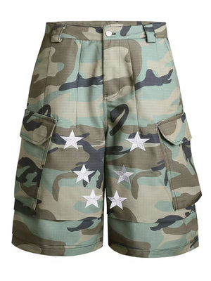 Green Camouflage Men's Star Camouflage Cargo Capris