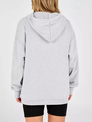 Light Gray pullover hoodie with hip-length and snap