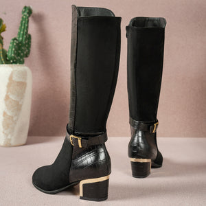 PU Leather,Suede,Rubber Imported Size &amp boots in Black with fitted silhouette