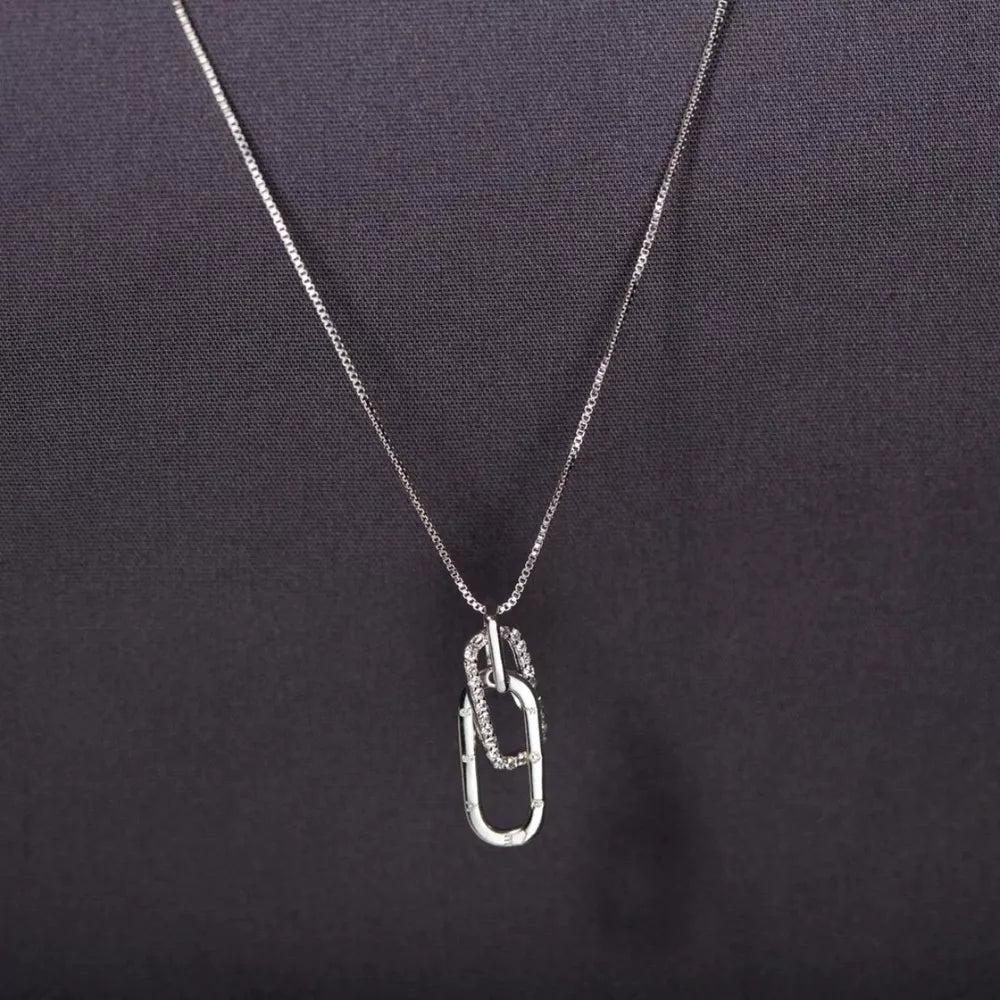 925 Sterling Silver Pendant Necklace With Zircon in Gold with pendant