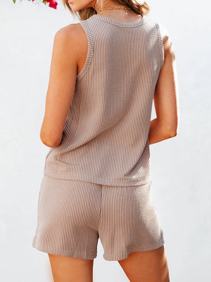 Chic sleeveless coord set in Dark Gray